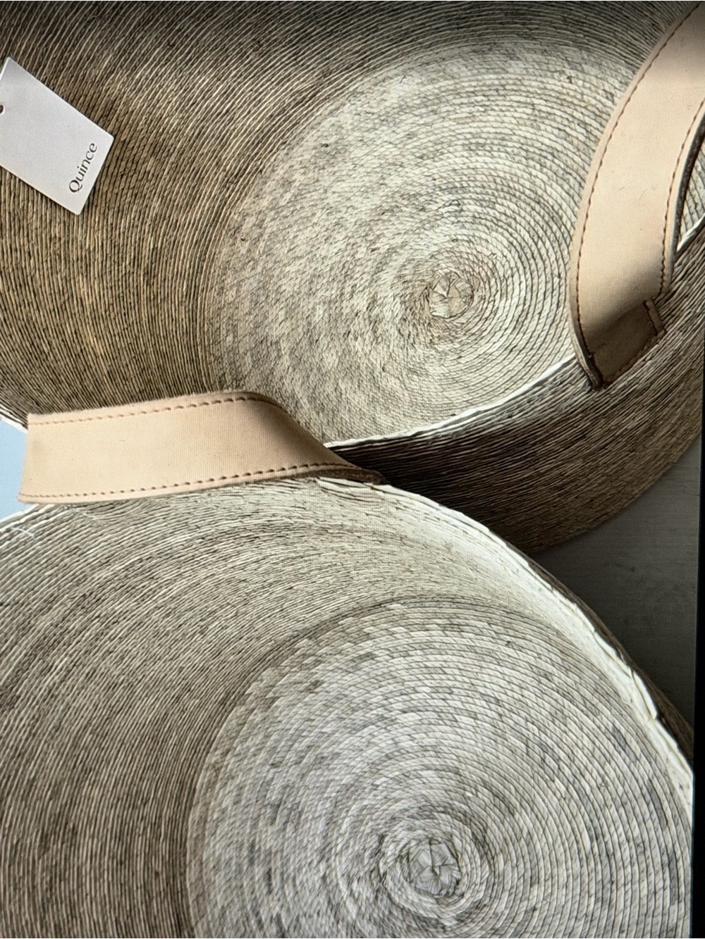 NWT QUINCE Set Of 2 Handwoven Round Palm Baskets Medium Natural 8974 - Picture 9 of 16